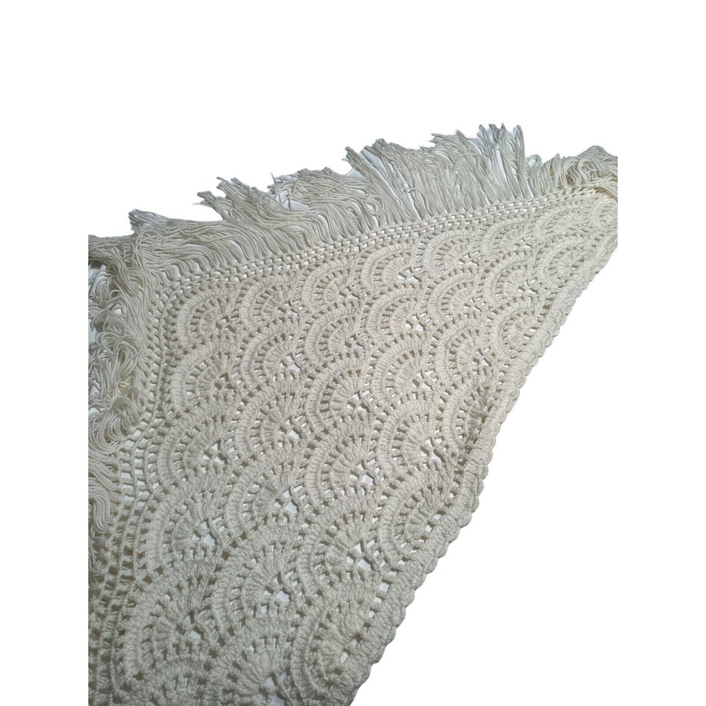 Crocheted Wrap Pashmina Blanket White
